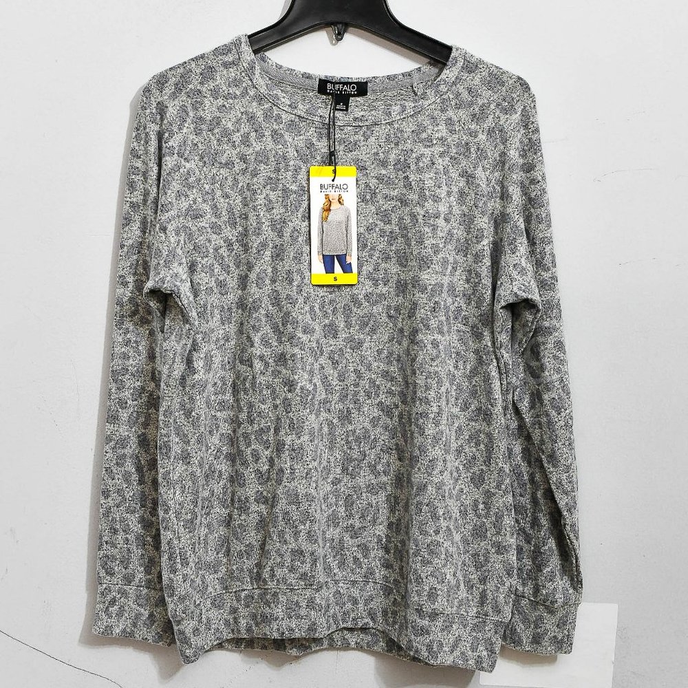 NWT Buffalo David Bitton Ladies’ Printed Long Sleeve Cozy Top Heather Grey- - Picture 2 of 5